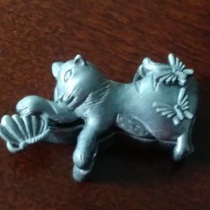 Pewter Cat Pin W/earrings